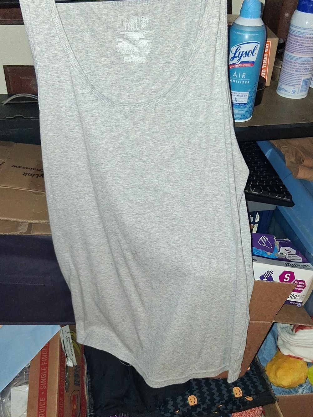 Time and Tru Light Gray Scoop Neck Tank Top